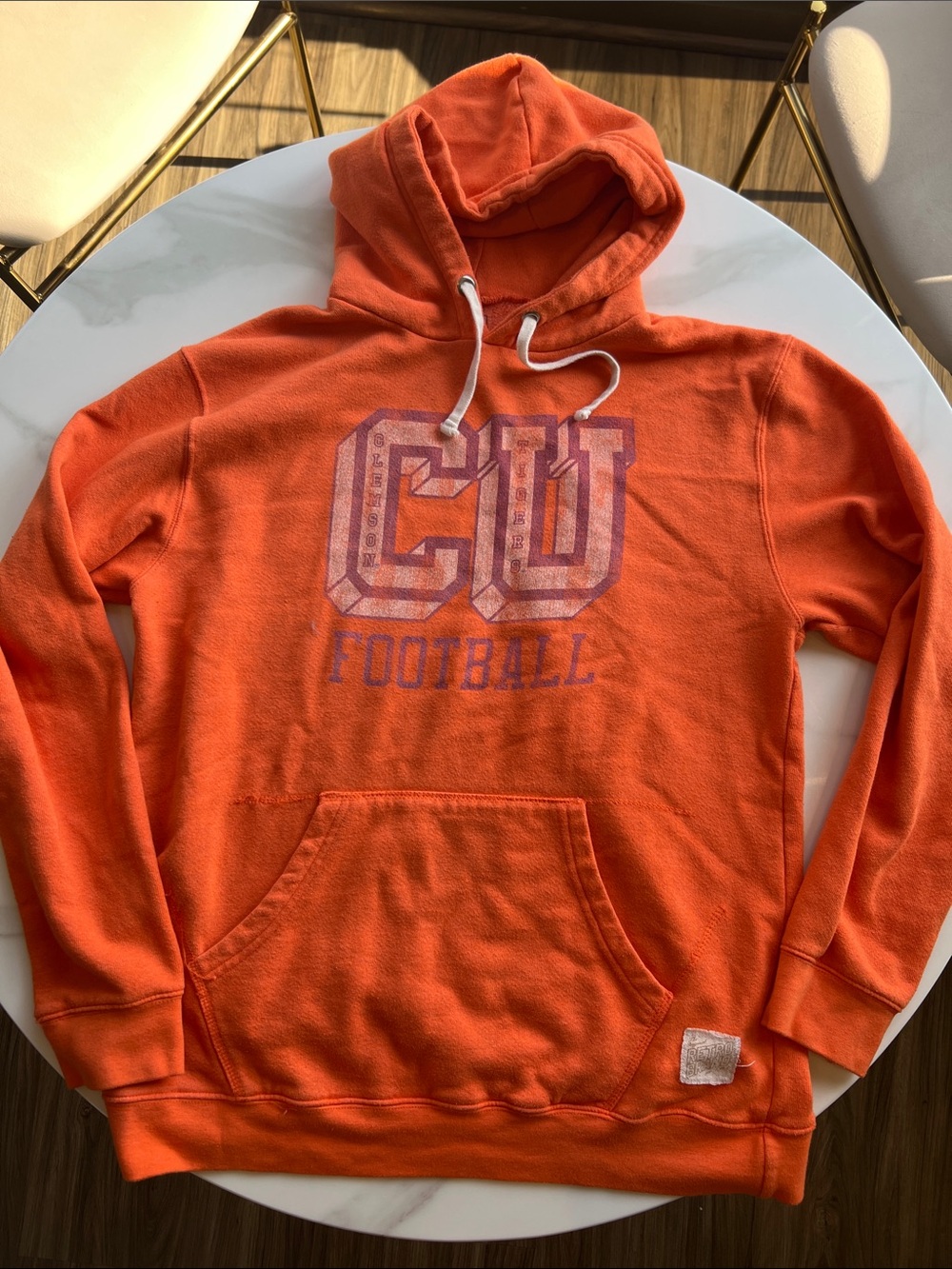 Clemson University Football Retro Brand Orange Hoodie